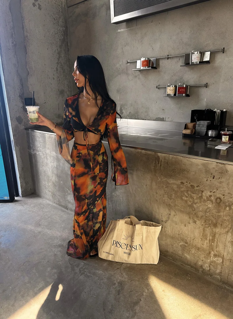 Scorpio Rizing  Soleil Orange Tie Dye Skirt for Women | Best Price UAE